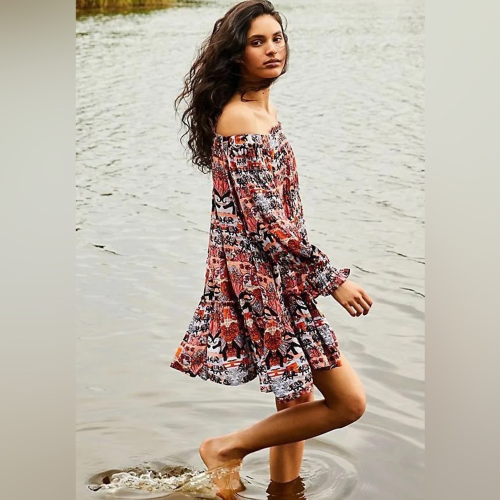 Free People See Ya There Elephant Print Mini Dress